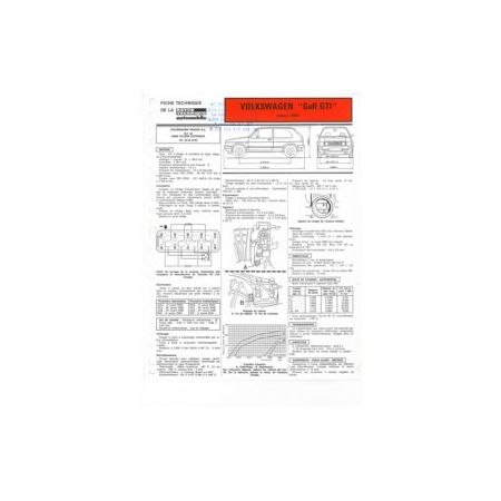 Golf GTI dep 84  Fiche Technique Volkswagen