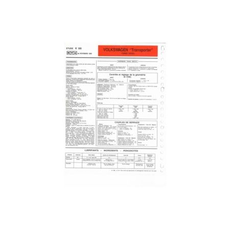 Transporter TD  Fiche Technique Volkswagen