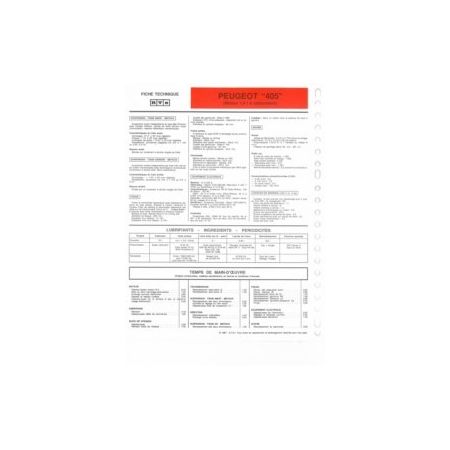 405 1.9l Fiche Technique Peugeot