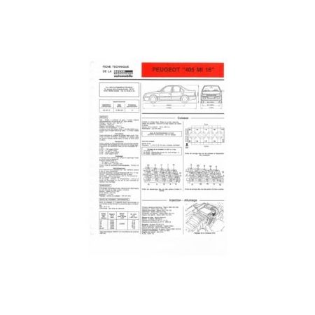 405 MI 16 Fiche Technique Peugeot