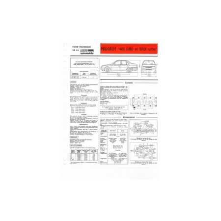 405 GRD SRD Fiche Technique Peugeot
