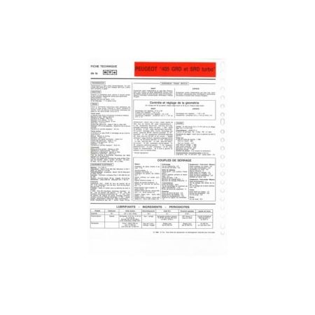 405 GRD SRD Fiche Technique Peugeot