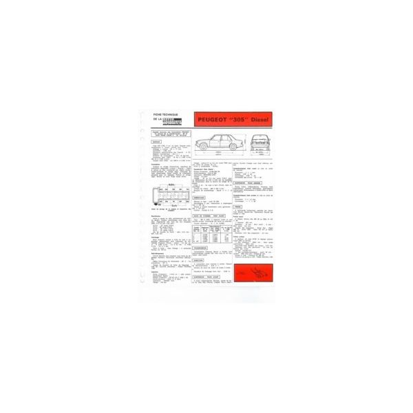305 D Fiche Technique Peugeot