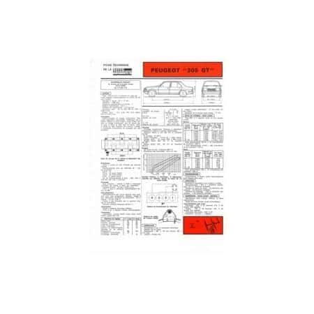 305 GT Fiche Technique Peugeot