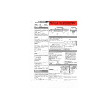 605 SRi Auto Fiche Technique Peugeot