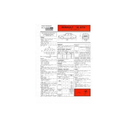 R18 GTD 81 Fiche Technique Renault