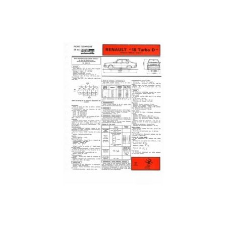 R18 TD 84  Fiche Technique Renault