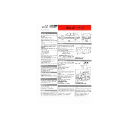 R19 TD Fiche Technique Renault