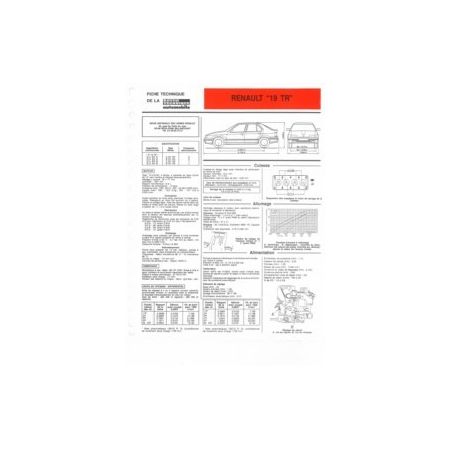 R19 TR Fiche Technique Renault