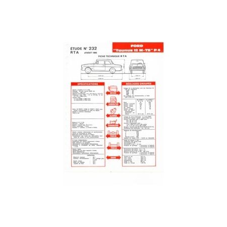 Taunus 12M-TS Fiche Technique Ford