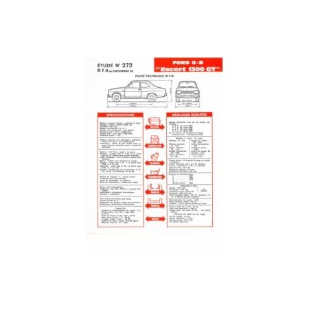 Escort 1300 GT Fiche Technique Ford GB