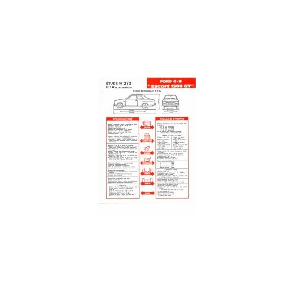 Escort 1300 GT Fiche Technique Ford GB