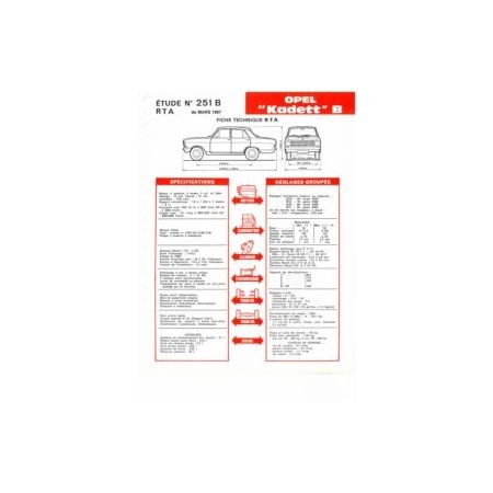 Kadett B Fiche Technique Opel