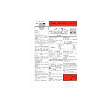 Ascona C 1.6S Fiche Technique Opel