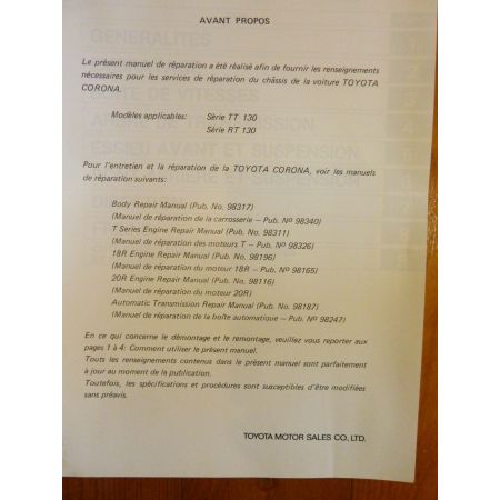 Corona Manuel Réparation Toyota