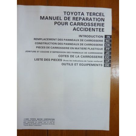 Tercel AL2. Manuel Réparation Toyota