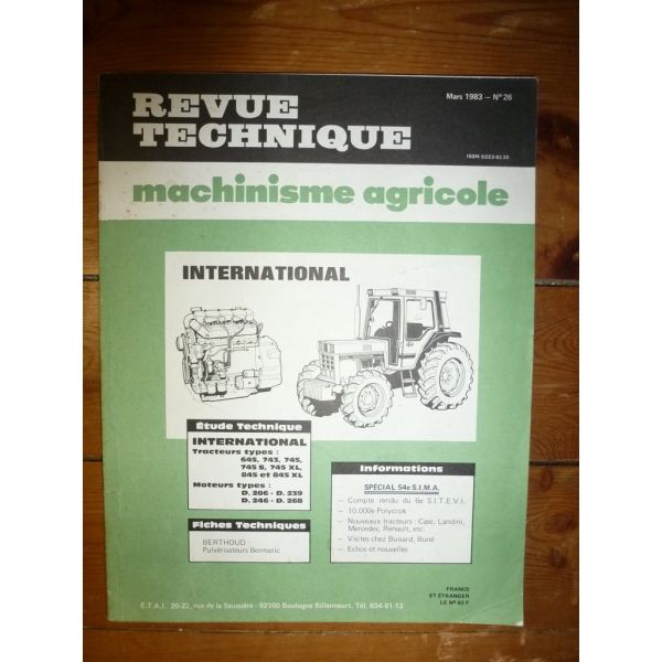645 à 845XL Revue Technique Agricole IH