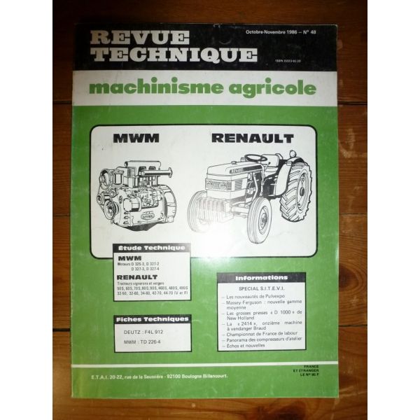 50S 60S a 490S  Revue Technique Agricole Renault