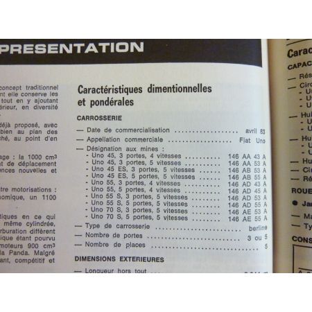 UNO 45 55 70 Revue Technique Fiat