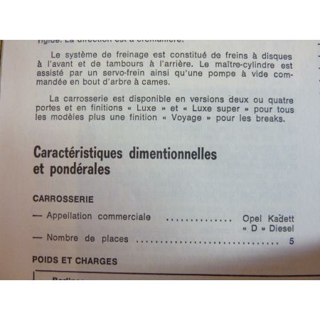 KADETT D Revue Technique Opel