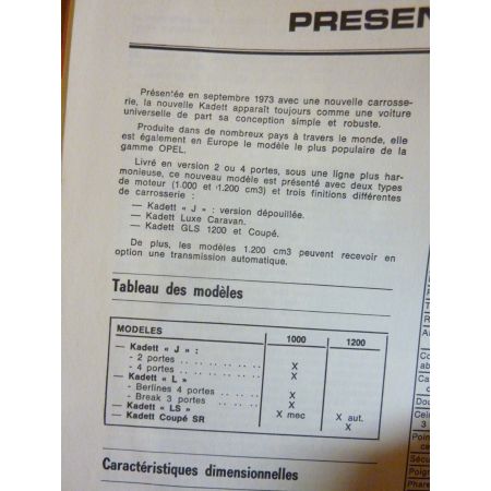 KADETT C Revue Technique Opel