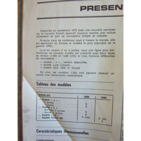 Kadett C Revue Technique Opel