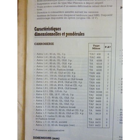 ASTRA Revue Technique Opel