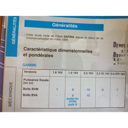 ZAFIRA ess Revue Technique Opel