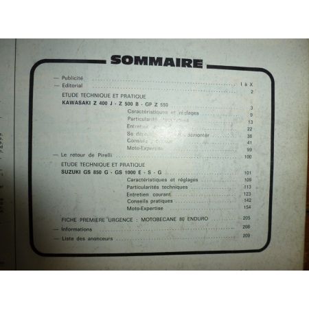 Z400 550 GS850 1100 Revue Technique moto Kawasaki Suzuki