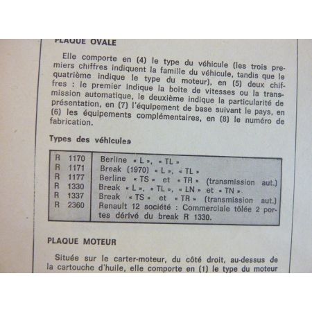 R12 1300 cm3 Revue Technique Renault