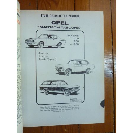 MANTA ASCONA Revue Technique Opel