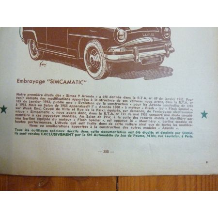 Aronde 56-58 Revue Technique Simca Talbot