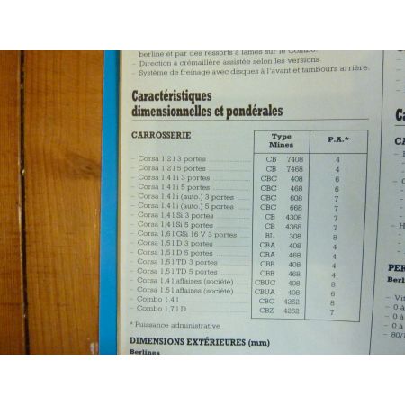 Corsa B 93-98 Revue Technique opel