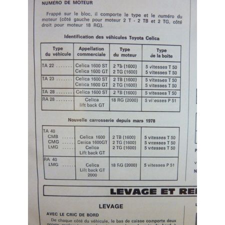 Celica Carina Revue Technique Toyota