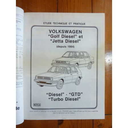 Golf Jetta Die 84- Revue Technique Volkswagen