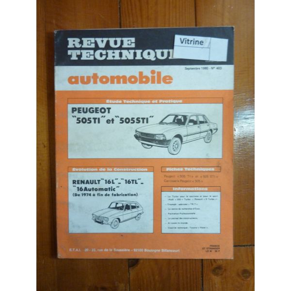 505 TI STI Revue Technique Peugeot