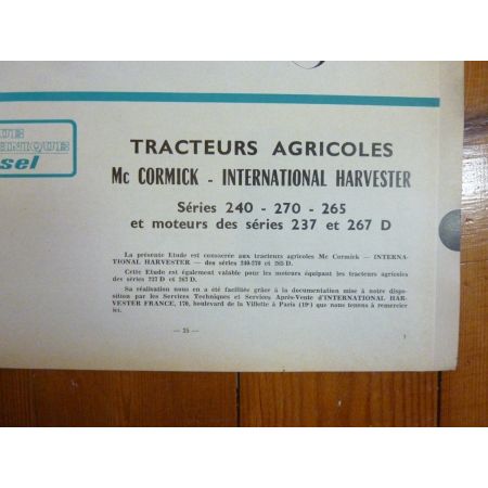 240 270 265 Revue Technique Agricole IH Mc Cormick