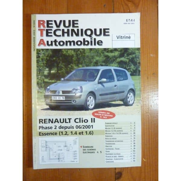 RTA Revues techniques RENAULT CLIO II Phase 2 Essence 1.2l 1.4l 1