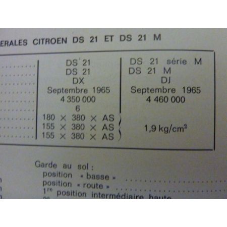 DS21 DS 21 M Revue Technique Citroen