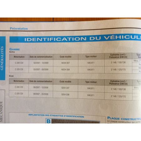 Classe C Die 07-09 Revue Technique Mercedes-Benz