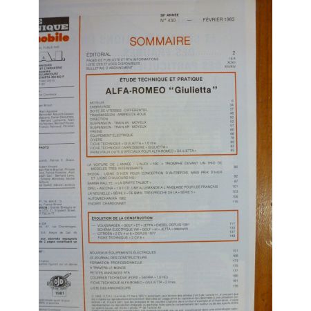 Giulietta Revue Technique Alfa Romeo