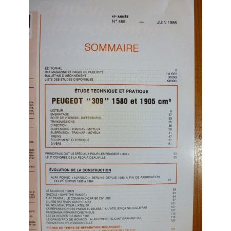 309 1.6l 1.9l Revue Technique Peugeot
