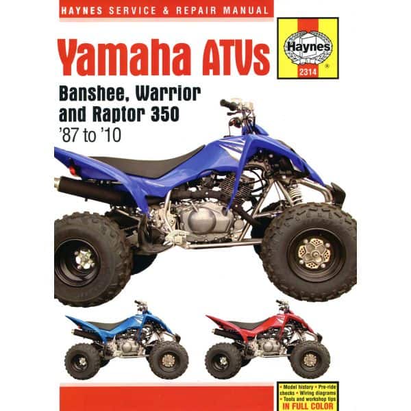 Banshee Warrior Raptor ATVs 87-10 Revue technique Haynes YAMAHA Anglais