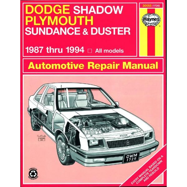 Shadow Sundance 87-94 Revue technique Haynes DODGE Anglais