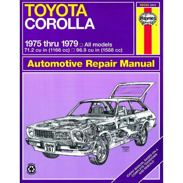 Corolla 75-79 Revue technique Haynes TOYOTA Anglais
