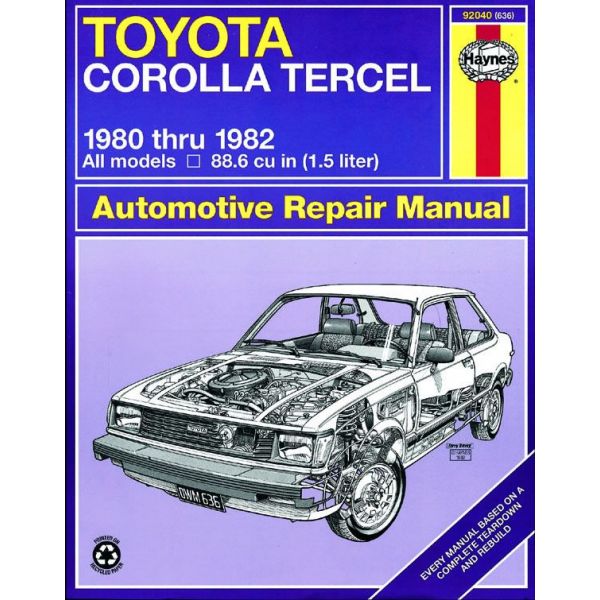 Corolla Tercel 80-82 Revue technique Haynes TOYOTA Anglais