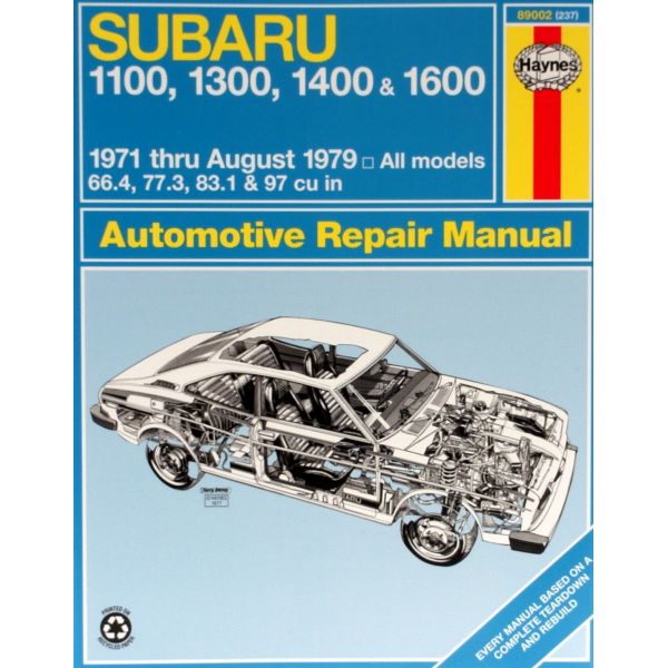 1100 1300 1400 1600 71-79 Revue Technique Haynes SUBARU Anglais