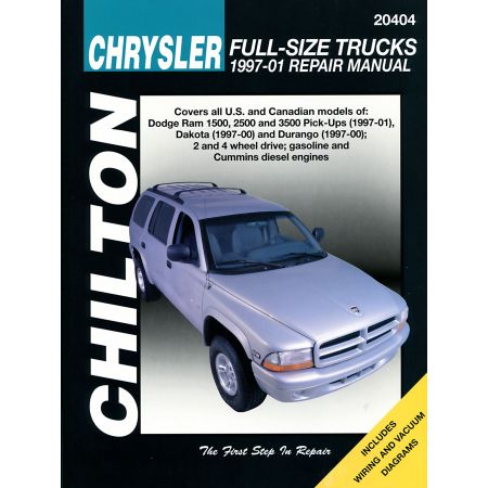 Chrysler Full-Size Trucks Chilton Repair Manual for 97-01 covering all models of Dodge Ram 1500 2500 and 3500