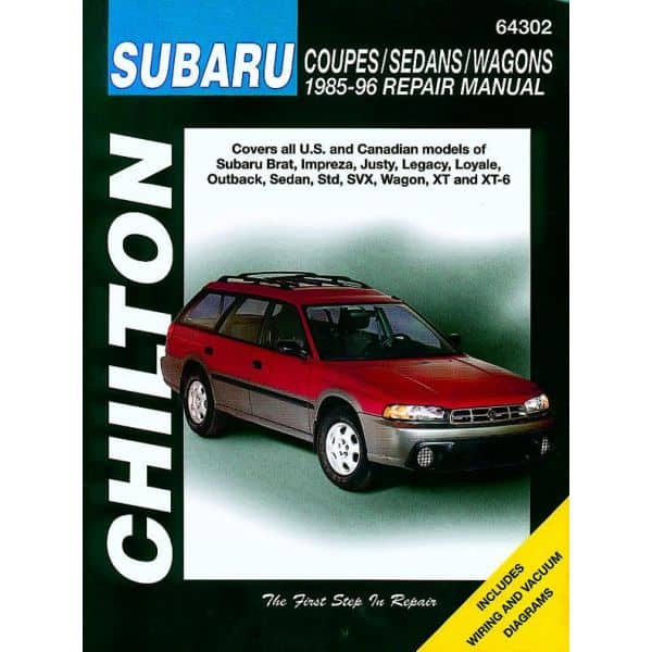 Brat Impreza Justy Legacy Loyale Outback Sedan 85-96 Revue Technique Haynes Chilton SUBARU Anglais