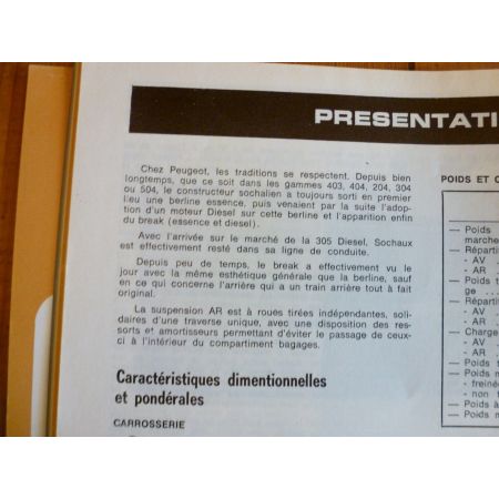 305 Diesel -92 Revue Technique Peugeot